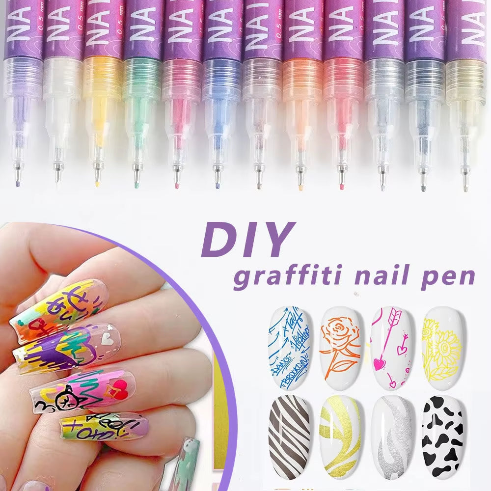 12Pcs/Set Nail Acrylic Pen Waterproof and Quick Drying Artistic Graffiti DIY Beauty Nail Tools Nail Art Graffiti Pen